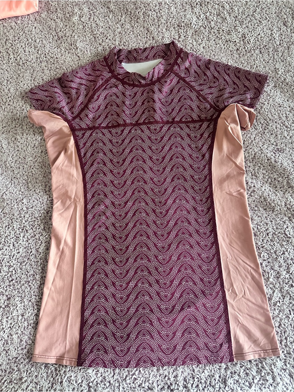 Patagonia Short Sleeve Tee in Maroon and Blush Pink